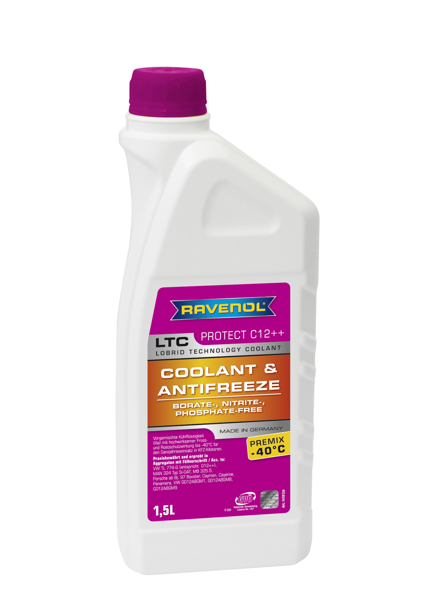 Купить Ravenol 4014835756113 Антифриз готовый к прим. лила LTC Lobrid Technology Coolant Premix -40° C12++( 1,5 л)
