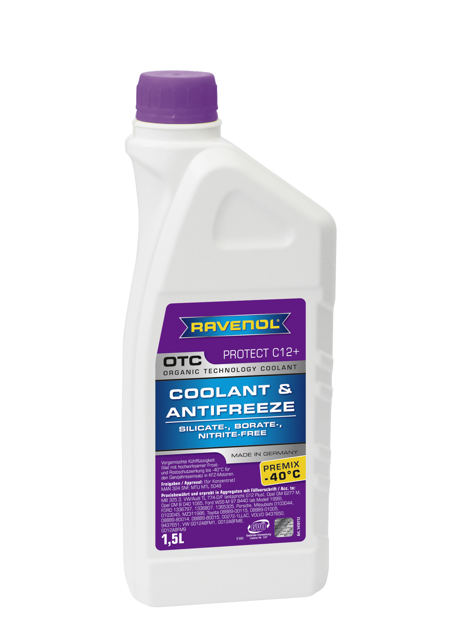 Купить Ravenol 4014835755512 Антифриз готовый к прим. лила OTC Organic Techn.Coolant Premix -40°C ( 1,5л)
